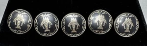 Juego de 5 botones antiguos de plata de ley Siam diseño Niello - Imagen 1 de 4