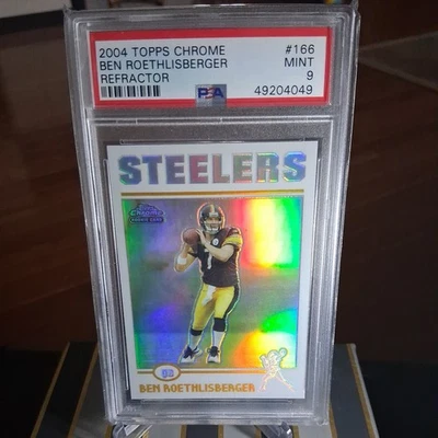 2004 Topps Chrome Ben Roethlisberger Refractor RC #166 PSA 9 MINT - Image 1 of 2