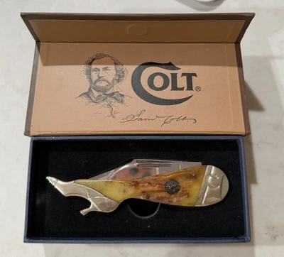 Colt large lady leg stag handle 2 blade knife CT293 - Image 1 of 4