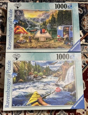 Ravensburger Wanderlust Jigsaw Puzzle Calm Campsite & White Water Kayaking 1000 Foto 1 de 4