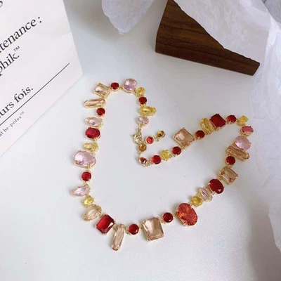 New Gema necklace with mixed cutting, shimmering colors, and gold-plated tones - Image 1 of 4