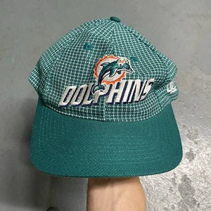 Vintage 90s Miami Dolphins Grid Logo Athletic Pro Line Adjustable Hat NFL OSFA - Picture 1 of 5