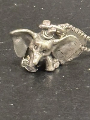 Винтажный Walt Disney Дамбо w ярлык серебро 925 подвеска ожерелье - Изображение 1 из 4