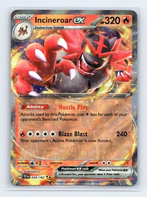 Incineroar ex 034/162 SV05: Temporal Forces Pokémon TCG NM - Image 1 of 2