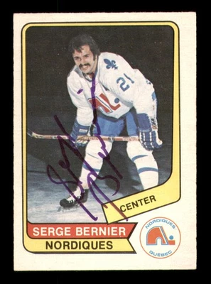 Serge Bernier Signed 1976-77 O-Pee-Chee WHA Card 109 Quebec Nordiques - Image 1 of 2