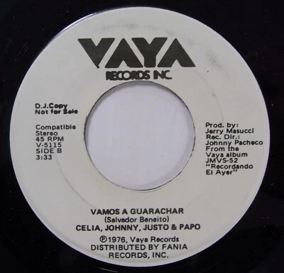 CELIA, JOHNNY, JUSTO 45 La Sopa En Botella / No Aguanto Mas VAYA Promo Near-MINT - Image 1 of 2