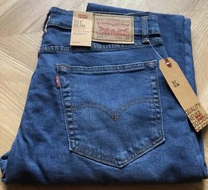 Levis 511 Mens Slim Fit Stretch Blue Jeans W34 L32 New
