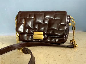 Zara Brown Quilted Style Handbag With Gold Chain Style Strap - Picture 1 of 10