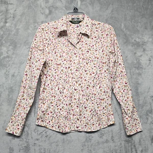 Eddie Bauer Top Womens Sz Extra Small White Pink Green Floral Button Up Shirt - Picture 1 of 15