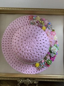 Pink vintage style jewelry Embellished Easter Bonnet. - Picture 1 of 13