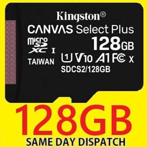 KINGSTON 128GB Micro SD Card CLASS 10 TF Memory SDXC SDHC Phone camera + Adapter
