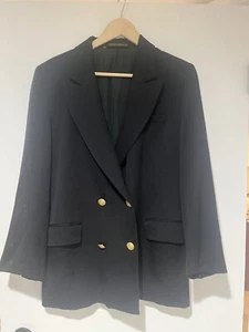 Vintage Marks & Spencer Blazer Black Double Breasted 100% Wool Women US Size 10 - Picture 1 of 6