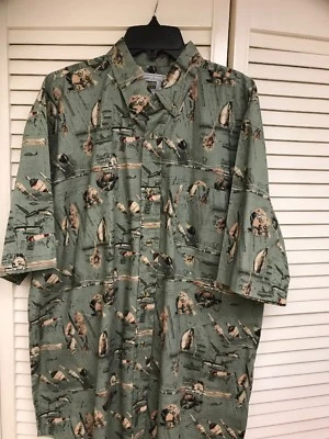 Camisa para hombre Michael Austin resistente cañas de pescar y señuelos tema talla LG, ¡USADA EN EXCELENTE ESTADO! Foto 1 de 3