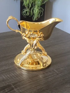 VALERIO 24K EP Candle Gravy Dish And Warmer. Gold Vintage Retro - Picture 1 of 21