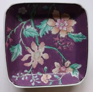 Vintage Chineese Rose 6 X 6 In Trinket Dish - Picture 1 of 5