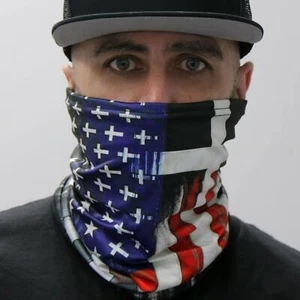 TUBE FLAG CROSS Patriotic Reusable NECK Warmer Breathable Face Cover NECK GAITER - Picture 1 of 2