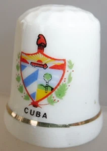 DE A COUDRE DE COLLECTION THIMBLE PORCELAINE CUBA BLASON - Imagen 1 de 1