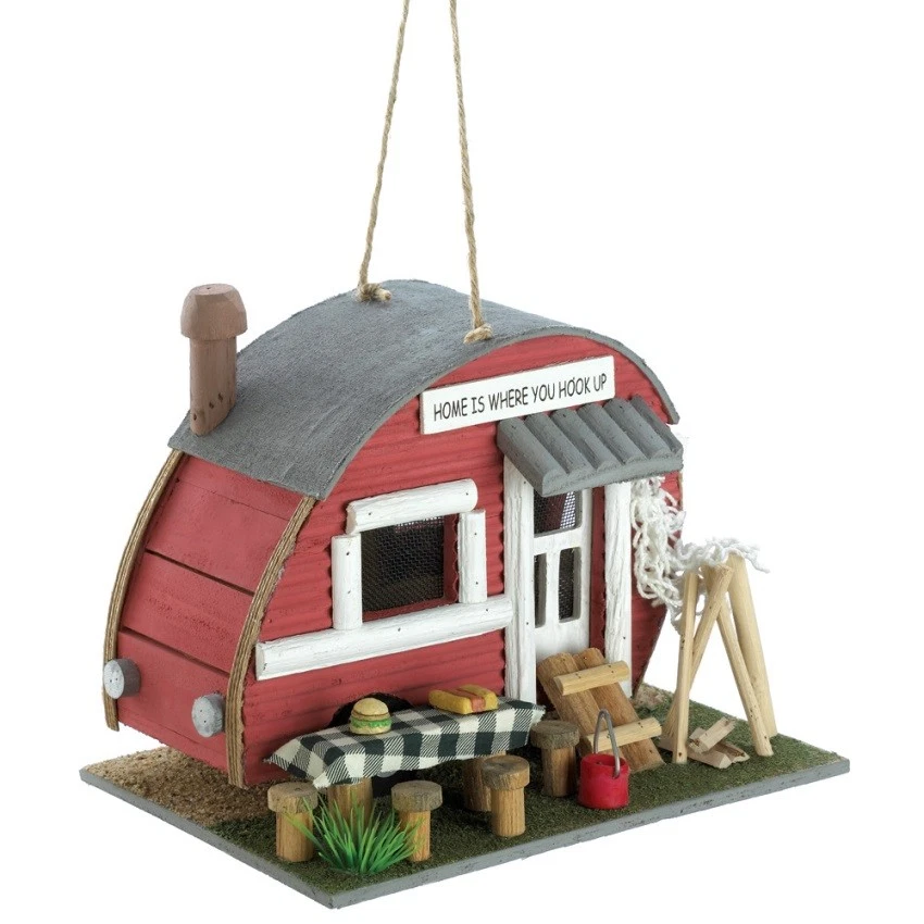 Wood Hanging Vintage LOOK RV Trailer Birdhouse Lawn and Garden Decor