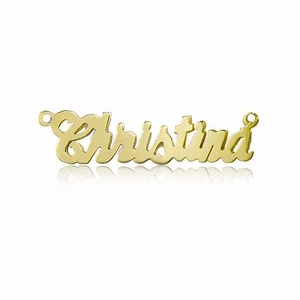 14K Solid Yellow Gold Personalized Custom Cursive Name Pendant - Necklace Charm - Picture 1 of 4