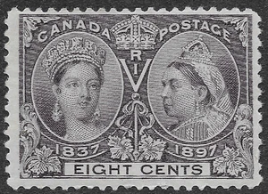 Canada Stamps Scott #56 MH F-VF 8c Dark Violet Queen Victoria Jubilee SCV $120 - Picture 1 of 2