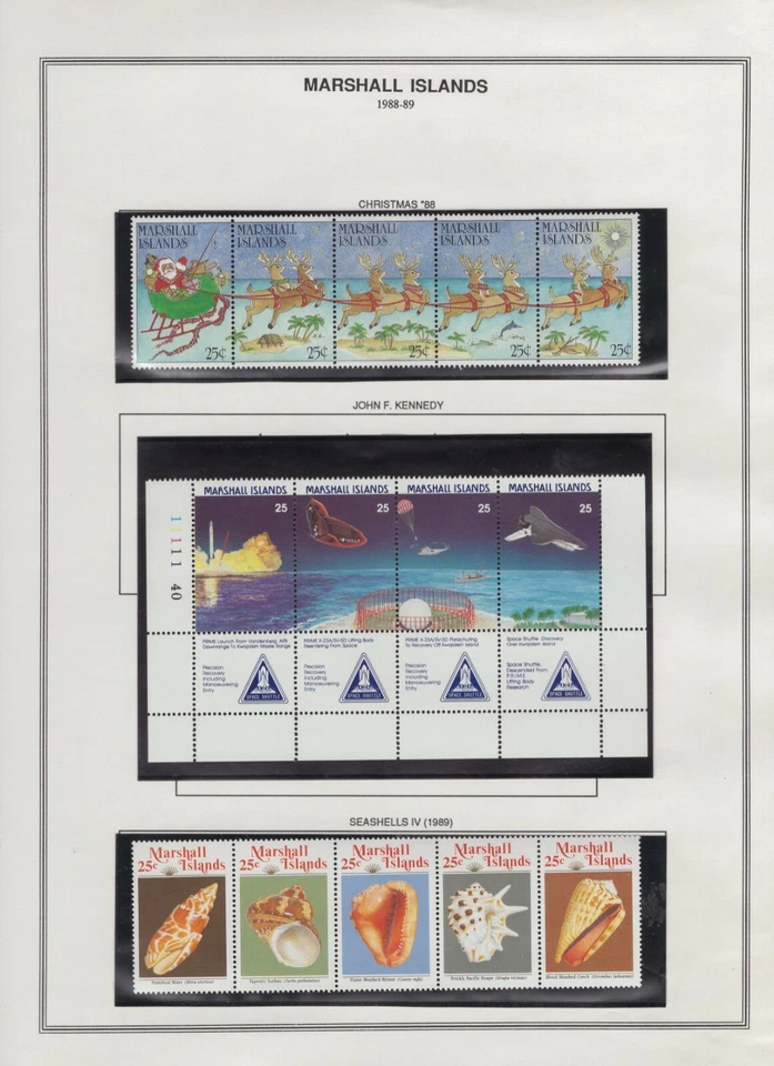 Marshall Islands Collector Sheet Scotts 1988 - 1989 #199a, 205-208, 220a  ST1617 - Image 1 of 1