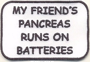2" x 3" Type 1 Diabetes My Friend's Pancreas Runs on Batteries Fundraising Patch - Picture 1 of 1