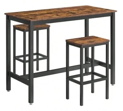 Breakfast Bar Table And Stools Kitchen Dining Room Industrial Furniture Set - Image 1 of 4