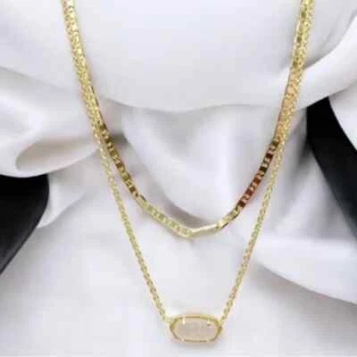 Kendra Scott Elisa Gold Multi Strand Necklace in white Drusy.  Retail $90 - Image 1 of 4