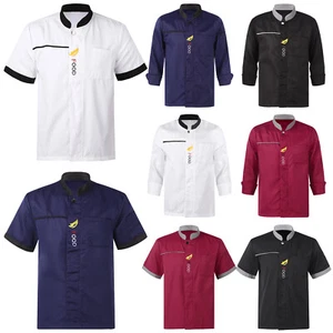 Unisex Chef Coat Short/Long Sleeve Chef Jacket Cooking Cook Uniform with Pockets - Picture 1 of 98