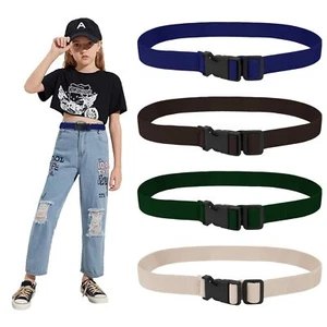 4 Pack Kids Elastic Adjustable Belts Stretch Belts with Black Buckle for Pant... - Picture 1 of 6