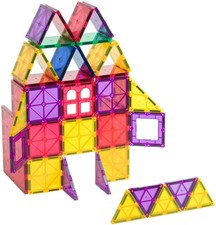 Playmags - Set da 60 pezzi con magneti più potenti tessere chiare e Multi