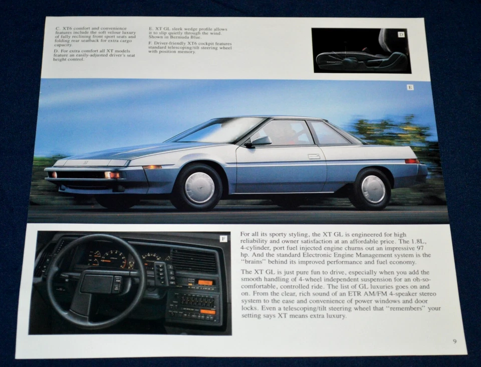 Subaru XT GL 1991 anuncio impreso de concesionario original 91 XTGL Foto 1 de 1