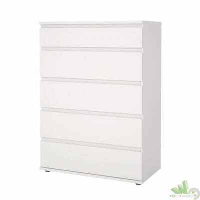 CASSETTIERA 5 CASSETTI 77X40X107 CM BIANCO COMò CAMERA DA LETTO CASSETTONE - Immagine 1 di 4