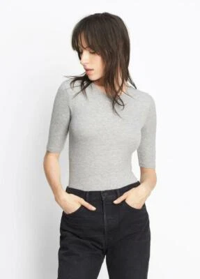 W060 NUEVO CON ETIQUETAS VINCE RIB KNIT MANGA TRES CUARTOS MUJER BODY CAMISETA en XS, S, L $125 Foto 1 de 3