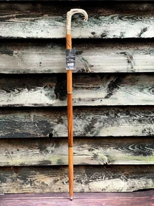 Bastone da passeggio in legno lucido argento massiccio eva Adam Head vintage fatto a mano - Foto 1 di 9