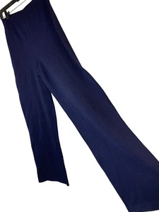VTG St. John Basics Navy Blue Knit High-Rise Wide-Leg Pants Size 6 RA10141 - Picture 1 of 5