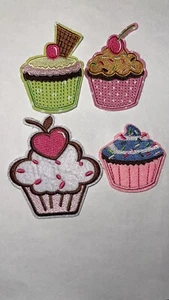 4pcsCupcake with Cherry  Iron On Patch Sewing Crafts DIY  Clothing Embellishment - Picture 1 of 10