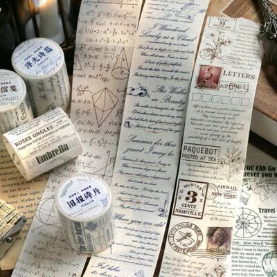 Retro Poster Words Adhesive Washi Masking Tape Junk Journal DIY Collage Stickers Foto 1 de 4