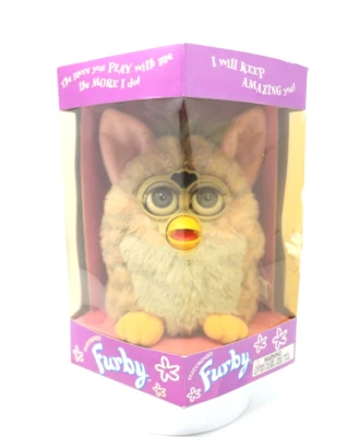 Caja vintage 1998 original Furby rosa ojos azules gris leopardo modelo 70-800 Foto 1 de 4