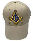 Freemason's Baseball Cap - Tan Hat with Blue and Gold Standard Masonic Symbol