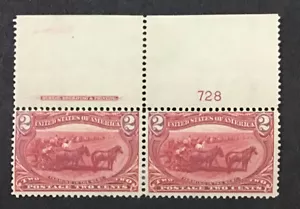 $US 1898 Xf MH Sc#286 Pair With imprint & Plate#. (A) - Picture 1 of 2