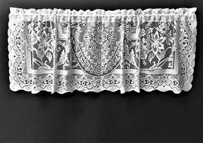 Cenefa clásica Alexandria 61"x 19" blanca mezcla de algodón encaje sala dormitorio Foto 1 de 4