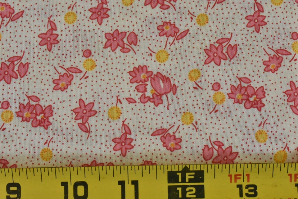 12" largo, rosa y amarillo floral sobre crema, Windham, libro de cuentos VI, c.1930, V361 Foto 1 de 4