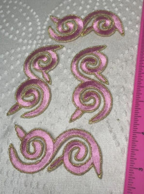 ABSTRACT PINK GOLD SWIRL Applique Lot 4 pc - 3"" - Image 1 of 2