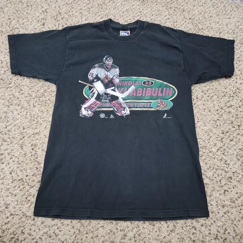 Vintage Phoenix Coyotes Goalie Nikolai Khabibulin Men NHL Shirt Size Medium Cover