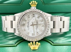 Rolex Midsize Oyster Perpetual 31mm 2ct Diamonds MOP Dial Steel Watch