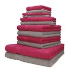 Betz lot de 12 serviettes PALERMO 100% coton rouge canneberge et gris pierre