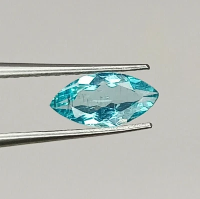 Apatite Facet Gemstone, 100% Natural Neon Blue Apatite Faceted 8x4 mm H52-43(a) - Image 1 of 4