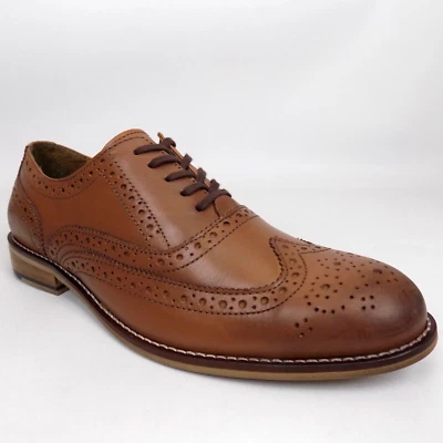Zapatos Oxford Stafford de cuero coñac NOLAN punta de ala para hombre talla 8,0 M Foto 1 de 4