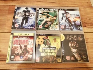 6 SONY PS3 GAMES BATTLEFIELD RED DEAD SPACEWORLD WAR COD UNCHARTERED SIX VEGAS 2 - Picture 1 of 5